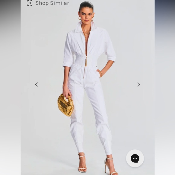 NWT Retrofete Ellis Denim Jumpsuit on Optic White - Picture 4 of 15